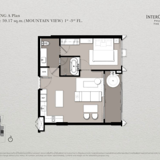 The Residences at InterContinental, 1 bedroom apartments - from 59 m² to 61 m²