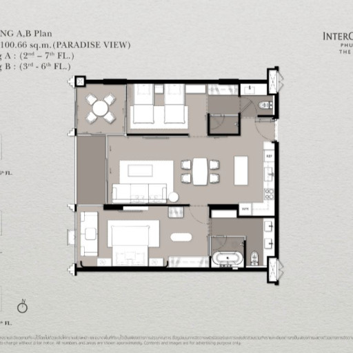 The Residences at InterContinental, 2 bedroom apartments - from 100 m² to 179 m²